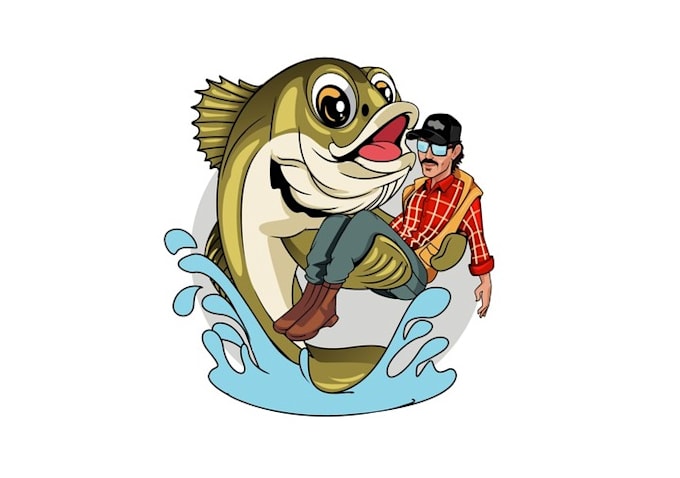 design unique fish holding man logo