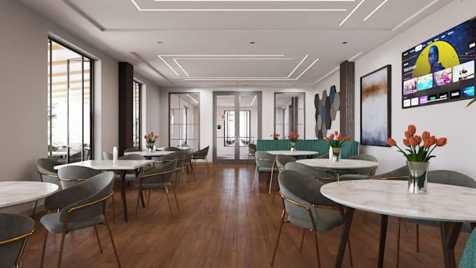 design render your interior restaurant, office and apartment