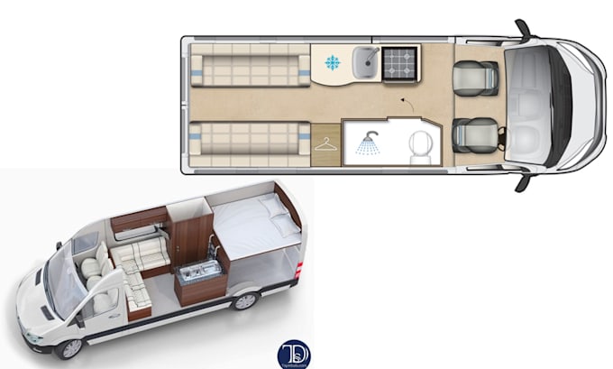 create 3d motorhome, caravan, 3d rendering camper van, 3d cgi