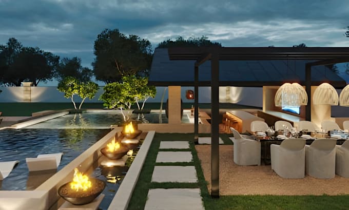 do california 2d 3d architect landscape for master plan, site plan, outdoor pool