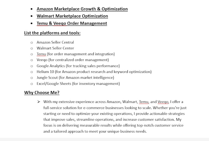 amazon, walmart, temu store, and veeqo orders professionally