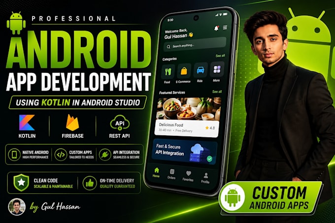 develop custom android app using kotlin in android studio