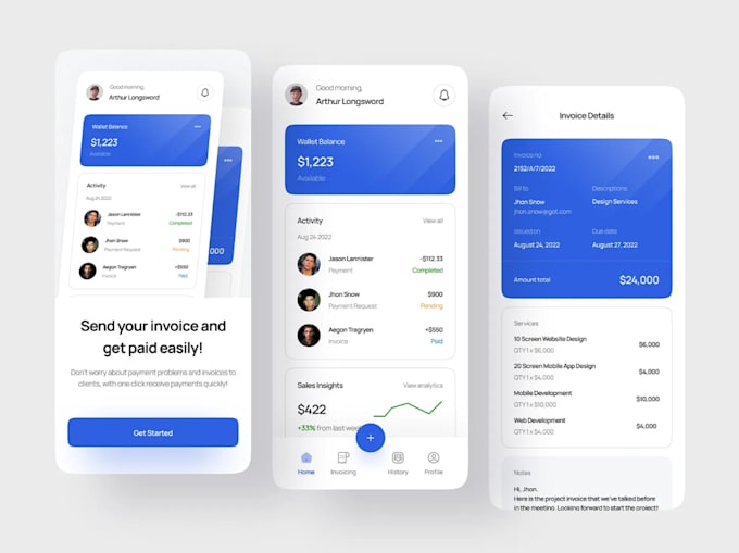develop invoice generator app for freelancers and businesses