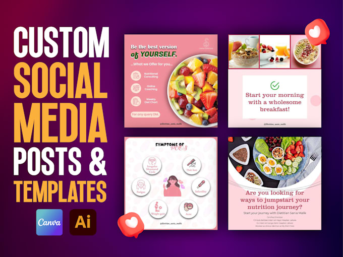 Design custom social media posts and templates in canva or illustrator ...