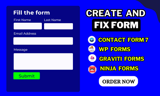 create or fix contact form 7, wpforms, gravity forms issues