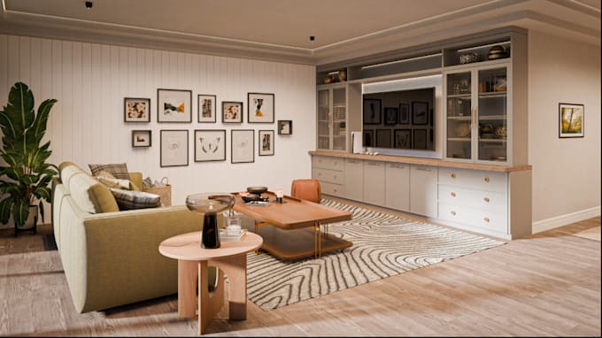 Design contemporary living room, minimalist cgi rendering, house ...