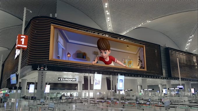 create stunning 3d billboard animation for outdoor advertising, premium dooh