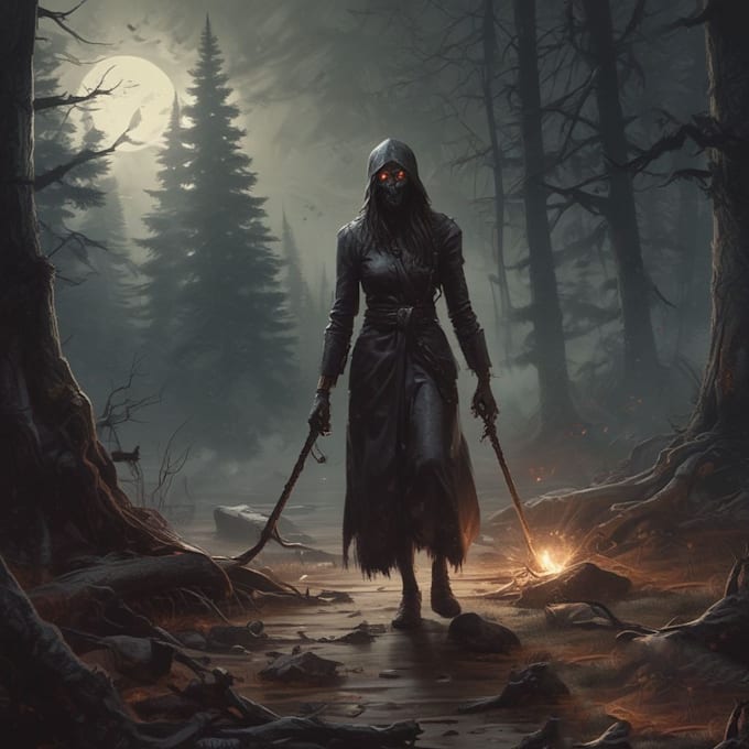 make a horror style illustration, artwork, cover
