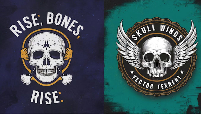 design custom skull logo and illustration
