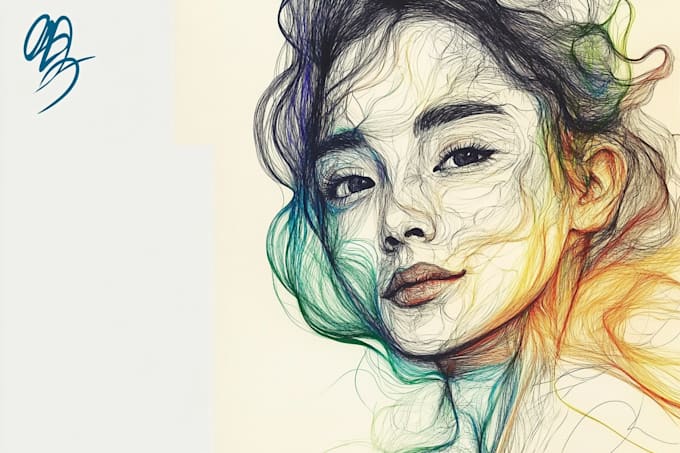 make scribble art, abstract line portrait
