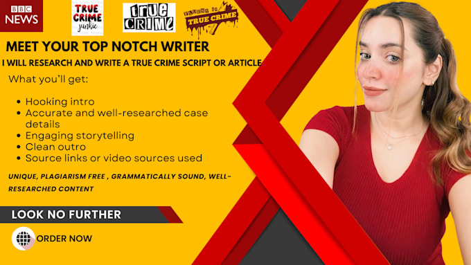 research and write a true crime script or article