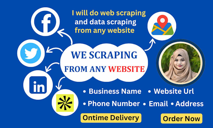 do web scraping, google map scraping, website scraping and data scraping