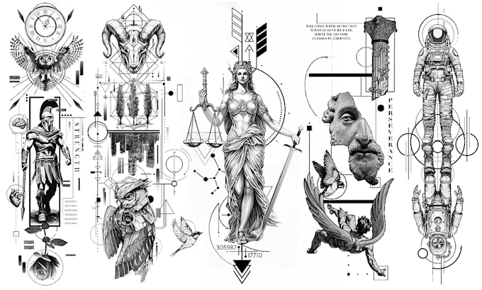 create geometric, fine line or micro realism tattoo design