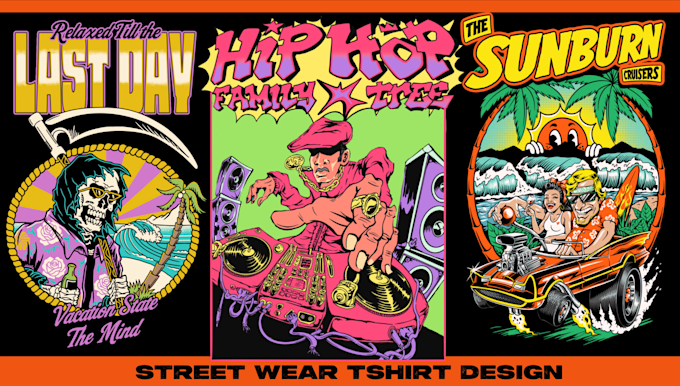 design streetwear y2k tshirt graphics for clothing brands
