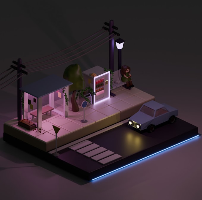 make stylized 3d game assets or dioramas in blender