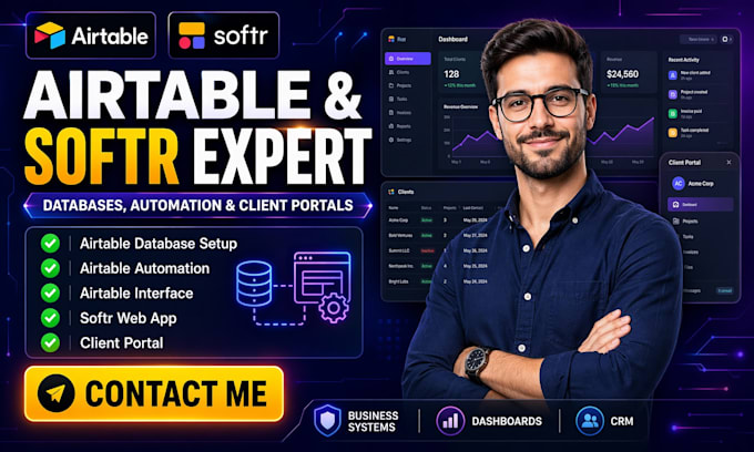 be your airtable, airtable database, automation, interface, softr webapp expert