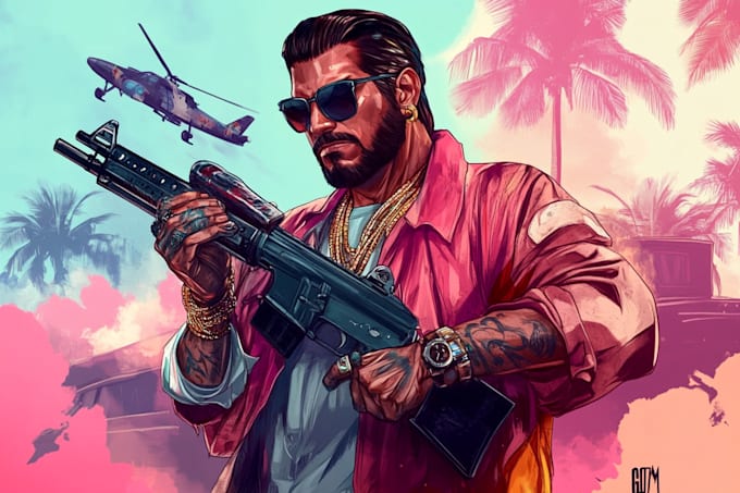 create gta v roleplay character in vector portrait