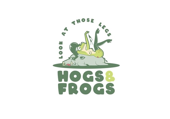 design bachelor party hogs frogs logo