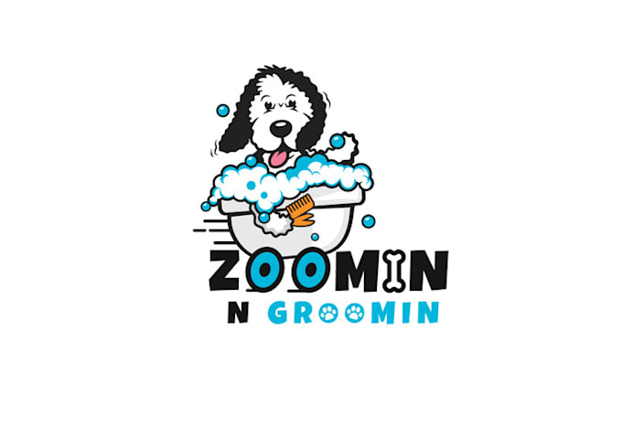 design creative mobile dog grooming service logo