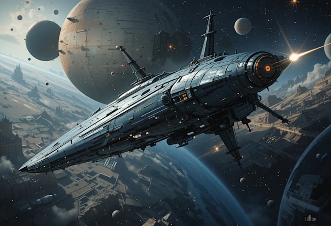 design a sci fi spaceship art