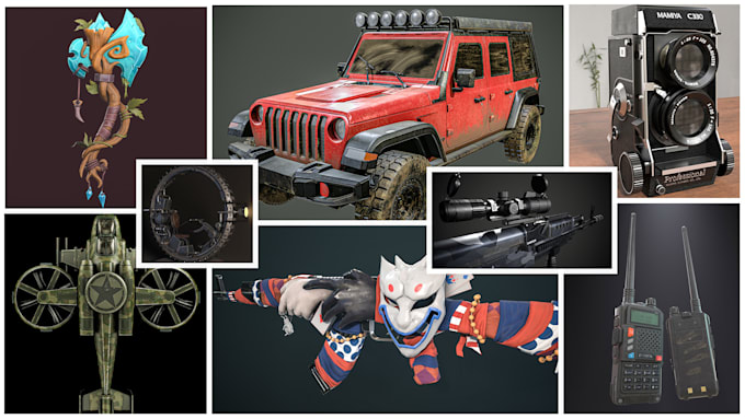 create game ready assets, weapons or props for your games