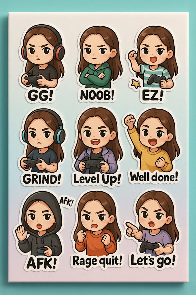 Gaming Chibi Sticker Create custom anime gamer chibi sticker packs for you by Zaidmughal899 ...