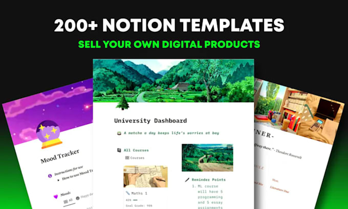 create custom notion templates, notion budget tracker, CRM, notion life planner
