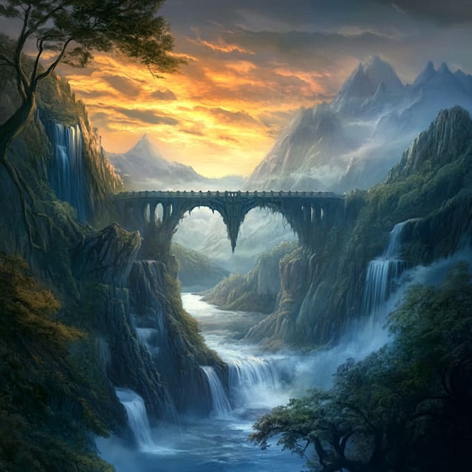 draw fantasy background and landscape