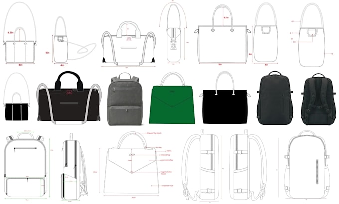 design bag tech pack for handbag, backpack, tote and luggage
