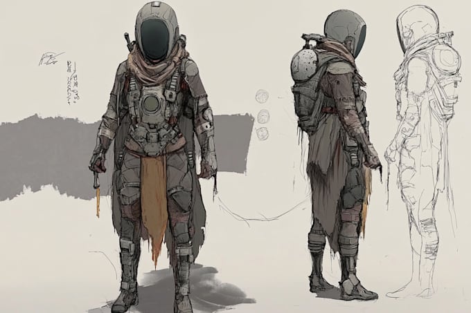 make your characters sci fi fantasy or cyberpunk sketch