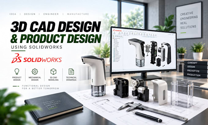 do 3d cad design and product design using solidworks