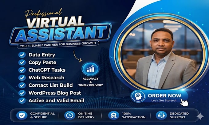 be a virtual assistant for data entry, web research, wordpress, and chatgpt task