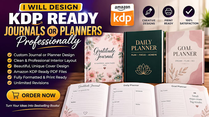 design KDP ready journals or planners professionally