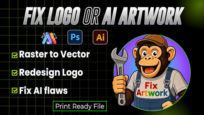 vectorize, upscale, redesign and fix your logo or ai artwork