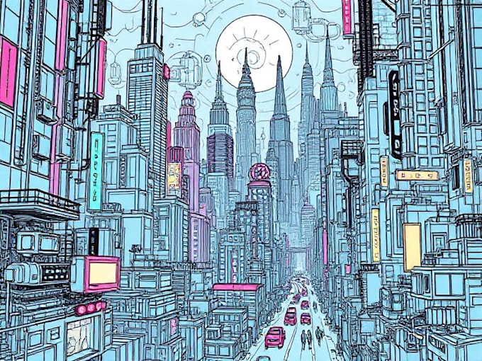 create science fiction city, cyberpunk art