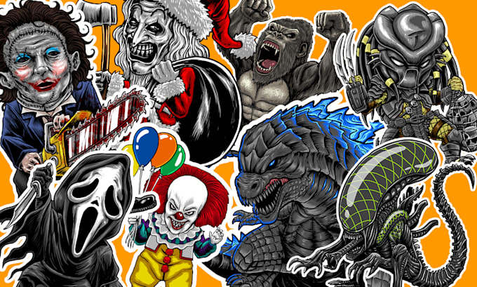 draw super detailed chibi character sticker pack design