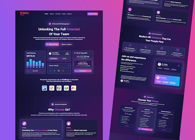 design a responsive website landing page web ui prototype