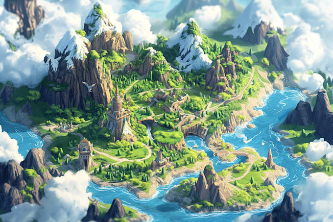 make a beautiful fantasy map in 4k for you
