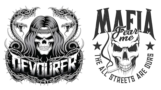create custom skull crown snake logo
