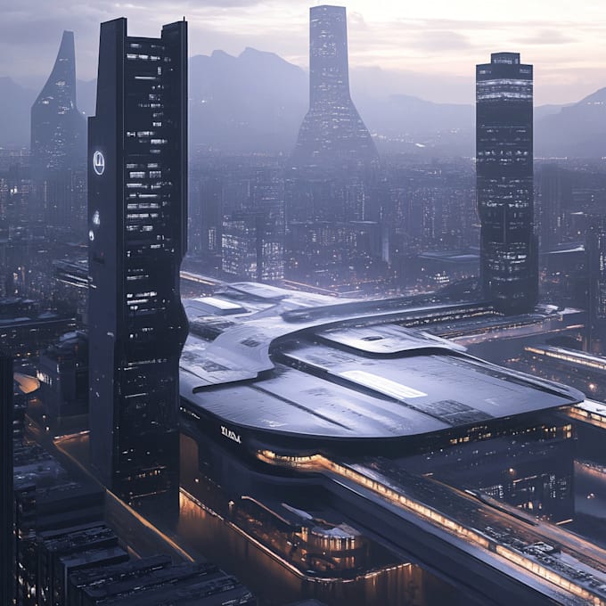 Draw a science fiction city, cyberpunk concept illustration by ...