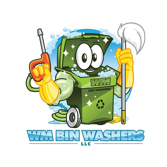 design trash bin washer business logo