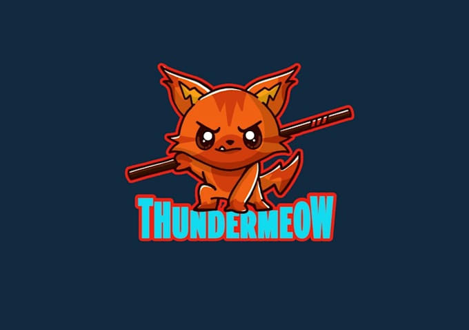 design up coming gamer thunder meow logo