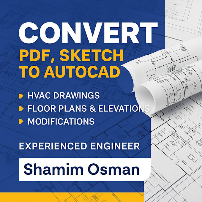 Convert a floor plan, pdf, or sketch to a professional autocad drawing ...