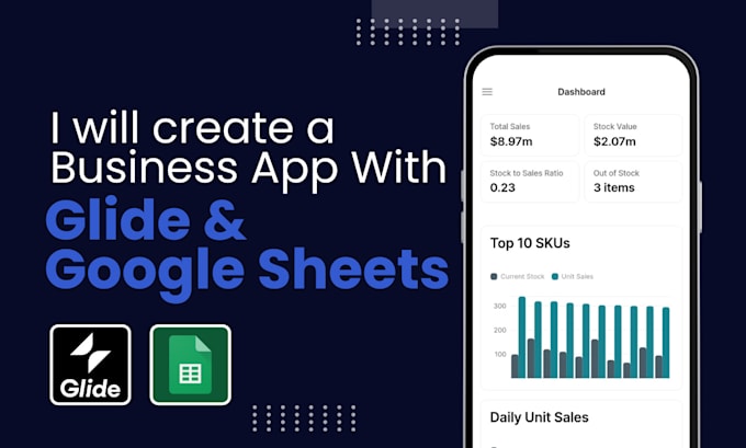 build a custom business app using glide and google sheets