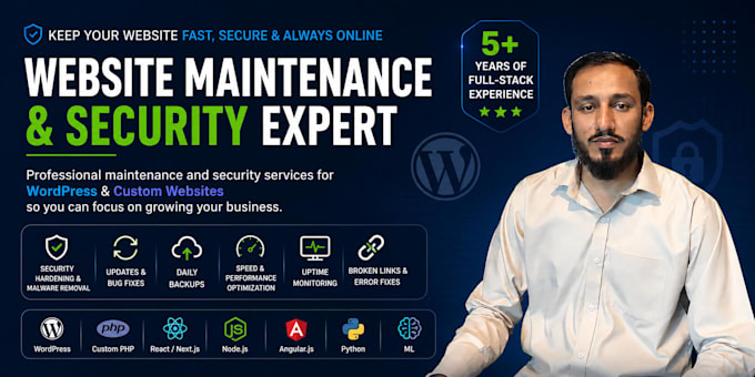do maintenance and security for wordpress and custom sites