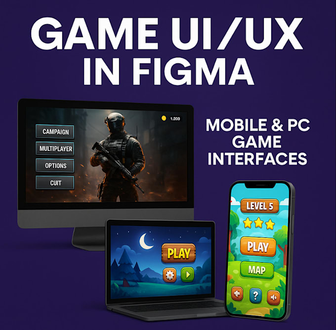 game ui ux design, game art, 2d game assets, hud, figma, mobile game, ui ux