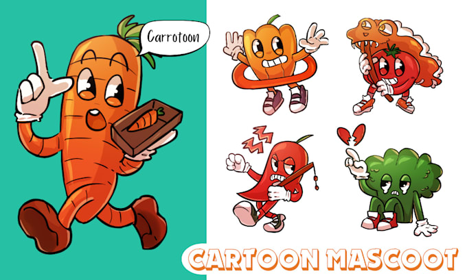 draw creative retro mascot cartoon character