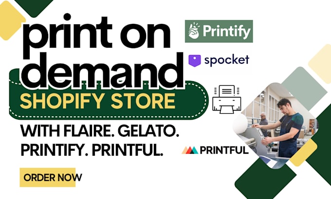 setup faire, gelato, printify and printful, zopi, spocket for your shopify store