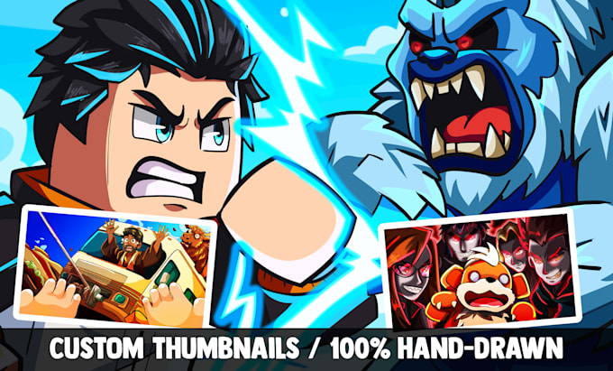 draw custom cartoon gaming thumbnails foy youtube