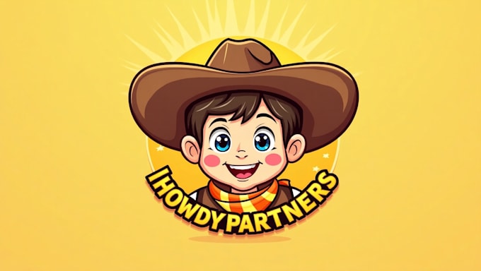 do awesome cheerful young cowboy mascot logo design